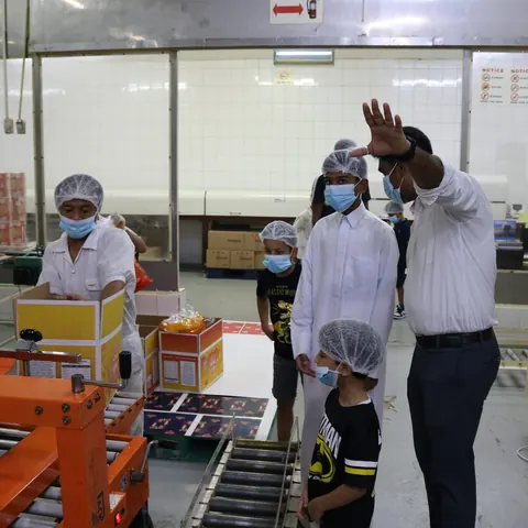 Visitors on a factory tour