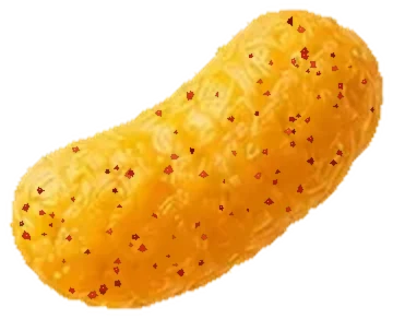 A Dubai Pofak Chilli Cheeze puff, dusted with chilli